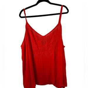 Torrid Red Cami with Flower Applique and‎ Adjustable Straps